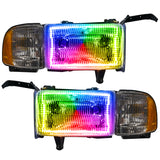 Oracle 94-02 Dodge Ram Pre-Assembled Halo Headlights - ColorSHIFT w/o Controller SEE WARRANTY