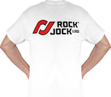 RockJock T-Shirt w/ Logos Front and Back White Small