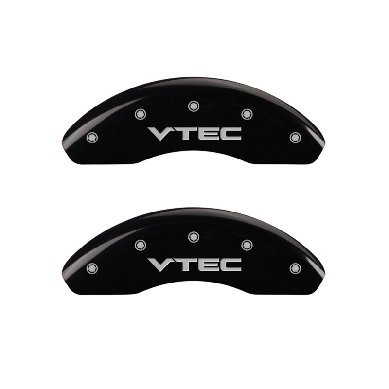 MGP Front set 2 Caliper Covers Engraved Front Vtec Black finish silver ch