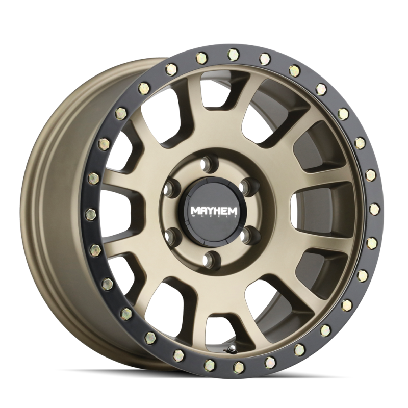 Mayhem 8302 Scout 18x9 / 5x127 BP / 0mm Offset / 78.1mm Hub Matte Gold w/ Matte Black Lip Wheel