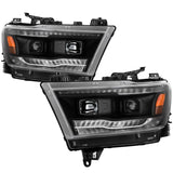 Spyder Dodge Ram 19-20 Halogen Model Projector Headlights Chrome PRO-YD-DR19HALSI-SEQ-BK
