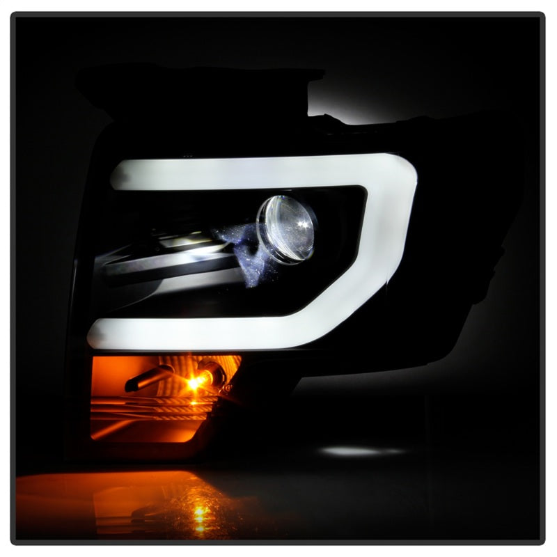 Spyder Ford F150 09-14 Halogen Light Bar Projector Headlights Black PRO-YD-FF15009PL-BK