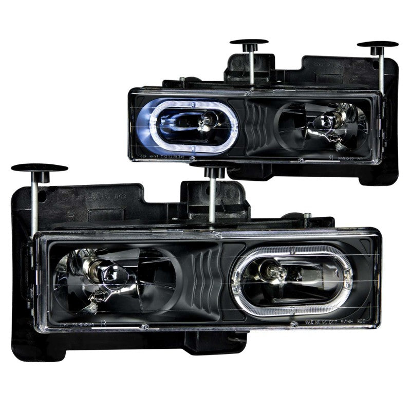 ANZO 1988-1998 Chevrolet C1500 Crystal Headlights Black w/ Halo