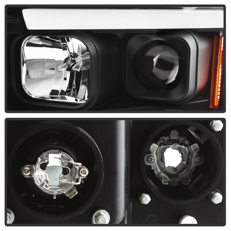 Spyder 02-05 Dodge Ram 1500 Light Bar Projector Headlights - Black (PRO-YD-DR02V2-LB-BK)