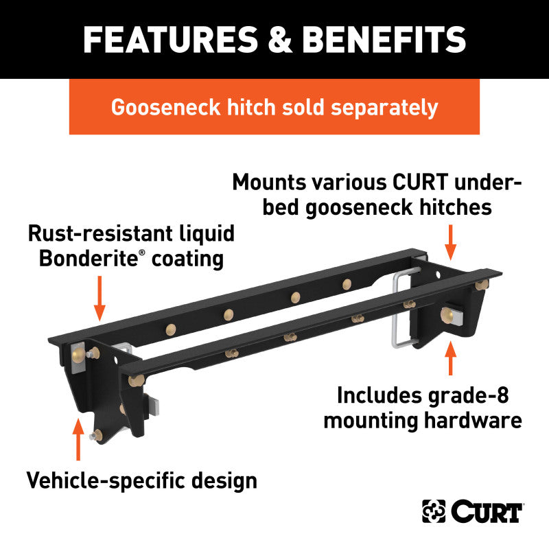 Curt 99-99 Ford F-250 Super Duty Double Lock EZr Gooseneck Installation Brackets