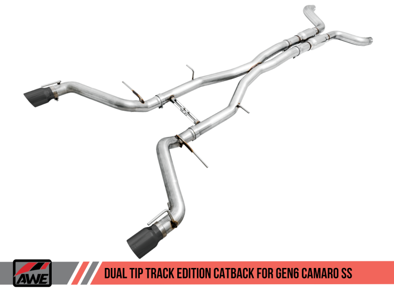 AWE Tuning 16-19 Chevy Camaro SS Resonated Cat-Back Exhaust - Track Edition (Diamond Black Tips)