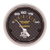 Autometer Marine Carbon Fiber 2-1/16in 100PSI Electric Oil Pressure Gauge