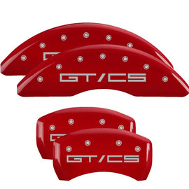 MGP 4 Caliper Covers Engraved 15-21 Ford Mustang GT/CS Front & Rear MGP Red finish silver ch