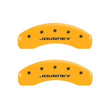 Load image into Gallery viewer, MGP 4 Caliper Covers Engraved Front &amp; Rear With stripes/Journey Black finish silver ch