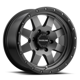 Raceline 935G Defender 17x9in / 5x127 BP / -12mm Offset / 83.82mm Bore - Gunmetal Wheel