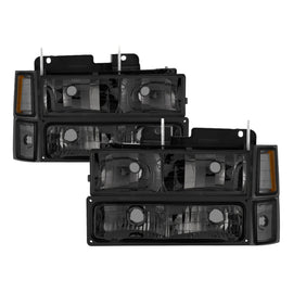 xTune Chevy Suburban 94-98 Headlights w/ Corner & Parking Lights 8pcs Smoked HD-JH-CCK88-AM-SM-SET