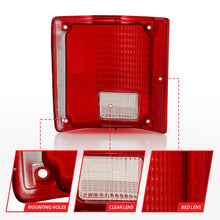 Load image into Gallery viewer, ANZO 1978-1991 Chevy Blazer Taillight Red/Clear Lens w/o Chrome Trim Fleetside (OE Replacement)