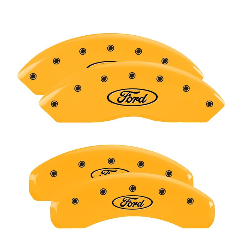 MGP 4 Caliper Covers Engraved Front & Rear Oval Logo/Ford Yellow Finish Black Char 2003 Ford Focus