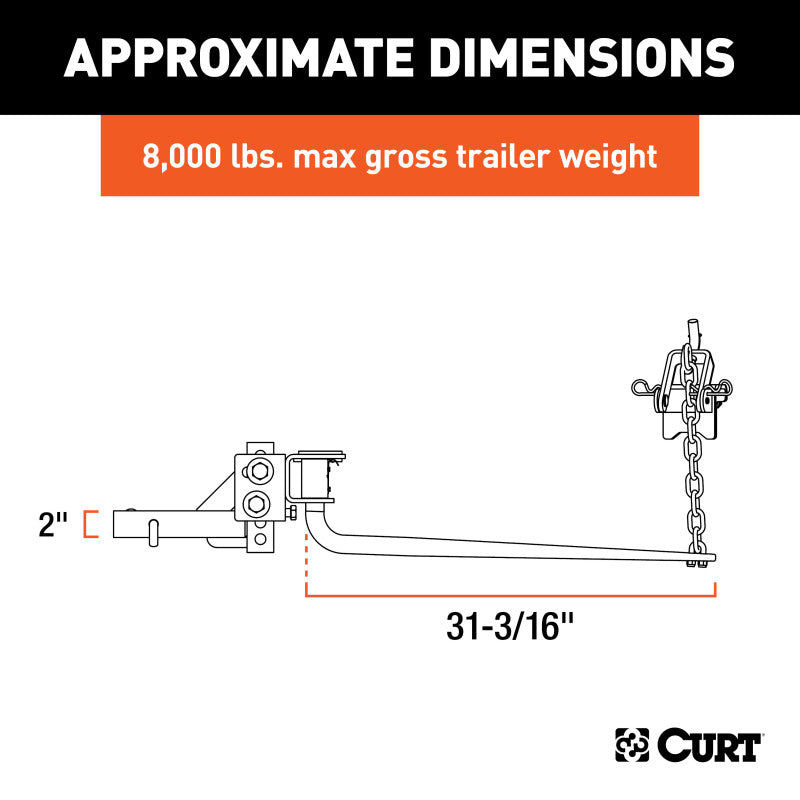 Curt MV Round Bar Weight Distribution Hitch (6000-8000lbs 31-3/16in Bars)