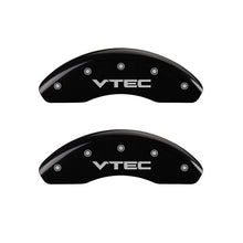 Load image into Gallery viewer, MGP Front set 2 Caliper Covers Engraved Front Vtec Black finish silver ch