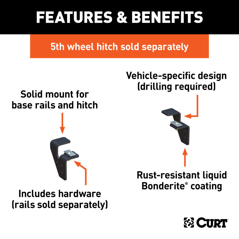 Curt 03-09 Dodge Ram 3500 Semi-Custom 5th Wheel Brackets