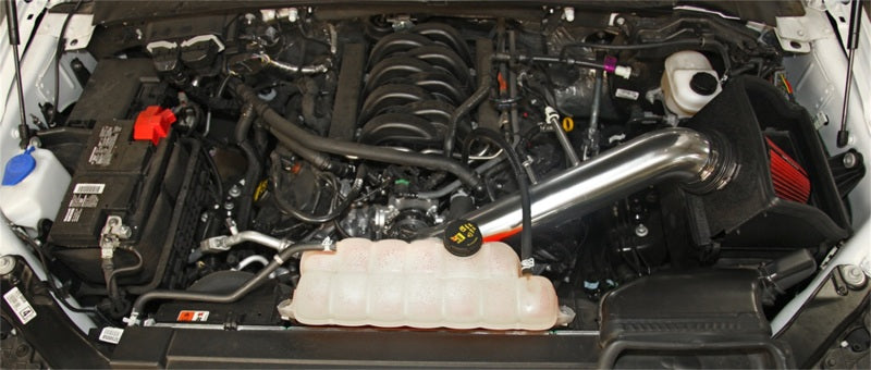Spectre 15-18 Ford F150 V8-5.0L F/I Air Intake Kit - Polished w/Red Filter