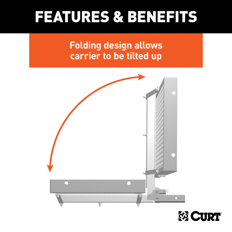 Curt 60in x 20in Aluminum Tray-Style Cargo Carrier (Folding 2in Shank)