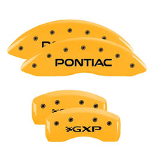 Load image into Gallery viewer, MGP 4 Caliper Covers Engraved Front Pontiac Rear Gxp Yellow Finish Blk Char 2005 Pontiac Bonneville