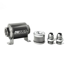 Load image into Gallery viewer, DeatschWerks Stainless Steel 10AN 10 Micron Universal Inline Fuel Filter Housing Kit (70mm)