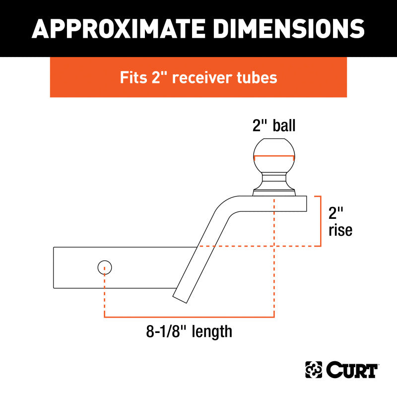 Curt Fusion Ball Mount w/2in Ball (2in Shank 7500lbs 2in Rise)