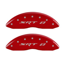 Load image into Gallery viewer, MGP 4 Caliper Covers Engraved Front &amp; Rear SRT8 Red finish silver ch