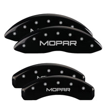 Load image into Gallery viewer, MGP Front set 2 Caliper Covers Engraved Front MOPAR Black finish silver ch