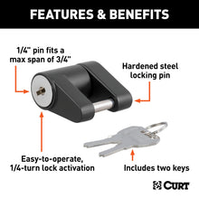 Load image into Gallery viewer, Curt Coupler Lock (1/4in Pin 3/4in Latch Span Padlock Black)