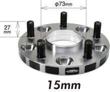 Load image into Gallery viewer, Project Kics 15mm Thick 12x1.25 66mm Hub 5-114.3 Wide Tread Spacers