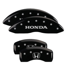 Load image into Gallery viewer, MGP Front set 2 Caliper Covers Engraved Front Honda Black finish silver ch