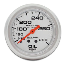 Load image into Gallery viewer, Autometer Ultra-Lite 66.7mm Mechanical 140-280 Degree F Oil Temperature Gauge w/ 6in Tubing