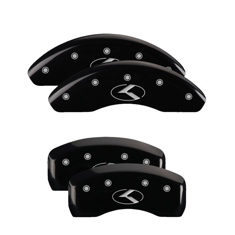 MGP 4 Caliper Covers Engraved Front & Rear Circle K/Kia Black Finish Silver Char 2013 Kia Optima