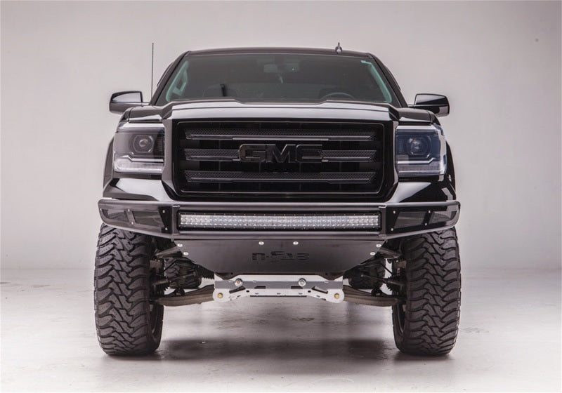 N-Fab M-RDS Front Bumper 16-17 Chevy 1500 - Tex. Black w/Silver Skid Plate