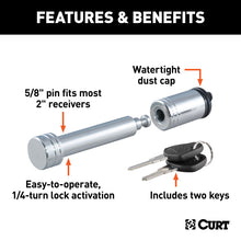 Load image into Gallery viewer, Curt 5/8in Hitch Lock (2in Receiver Barbell Chrome)