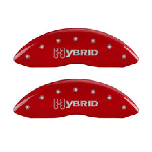 Load image into Gallery viewer, MGP 4 Caliper Covers Engraved Front &amp; Rear GM Style/Hybrid Red finish silver ch