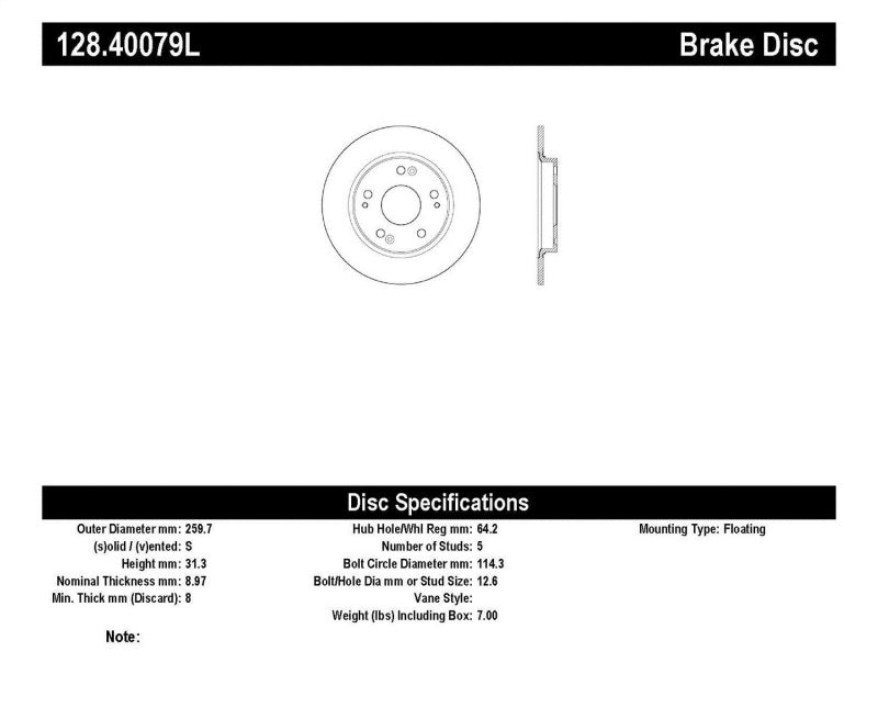 StopTech Drilled Sport Brake Rotor