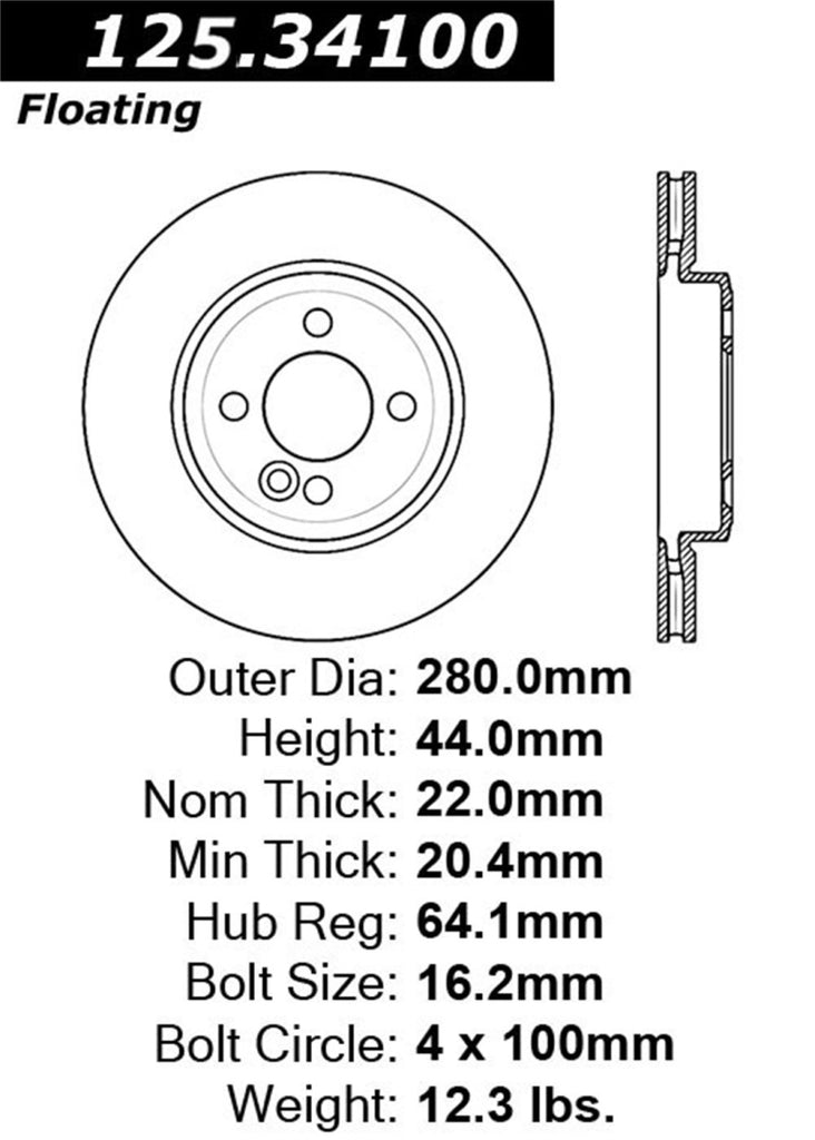 Stoptech 07-16 Mini Cooper Front Premium High-Carbon CRYO Rotor