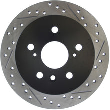 Load image into Gallery viewer, StopTech 02-06 Lexus ES 250/300/330/350 / 05-07 Toyota Avalon Slotted &amp; Drilled Left Rear Rotor