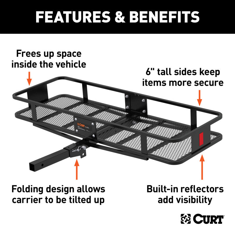 Curt 60in x 20in Basket-Style Cargo Carrier (Folding 2in Shank)