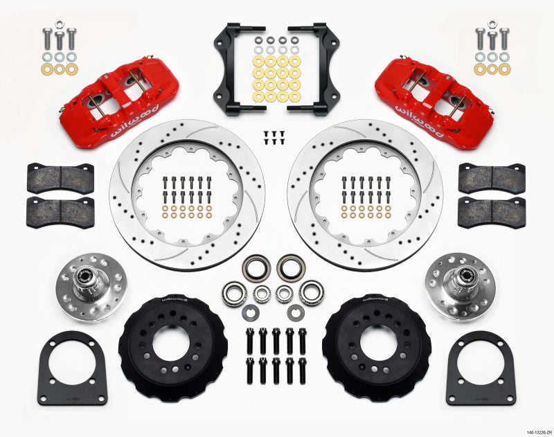 Wilwood Aero6 Front Hub Kit 114.00in Drill-Zinc Red TCI-IFS 71-78 (Pinto Based)