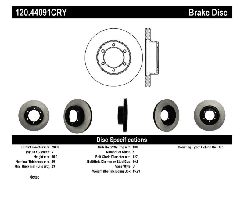 Stoptech 91-98 Toyota 4Runner Front CryoStop Rotor