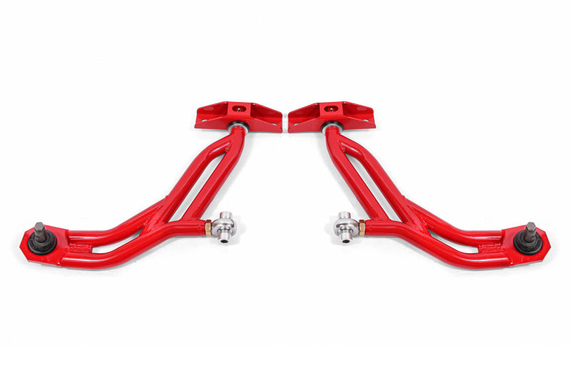 BMR 10-14 Ford Mustang Adj. Lower A-Arms w/ Delrin/Rod End / 19mm Tall Ball Joint - Red - GTR Auto