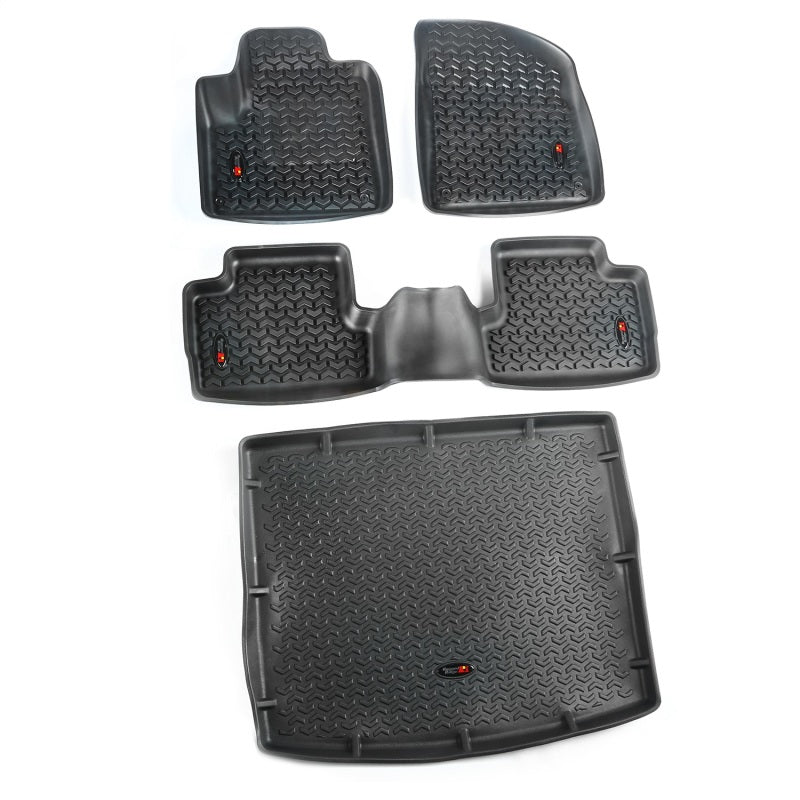 Rugged Ridge Floor Liner Front/Rear/Cargo Black 2014-2019 Jeep Cherokee KL