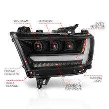 Load image into Gallery viewer, ANZO 2019-2020 Dodge Ram 1500  LED Projector Headlights Plank Style w/ Sequential Black (Driver)