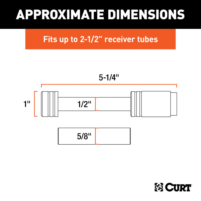 Curt 1/2in Hitch Lock w/5/8in Adapter (1-1/4in or 2in Receiver Barbell Stainless)