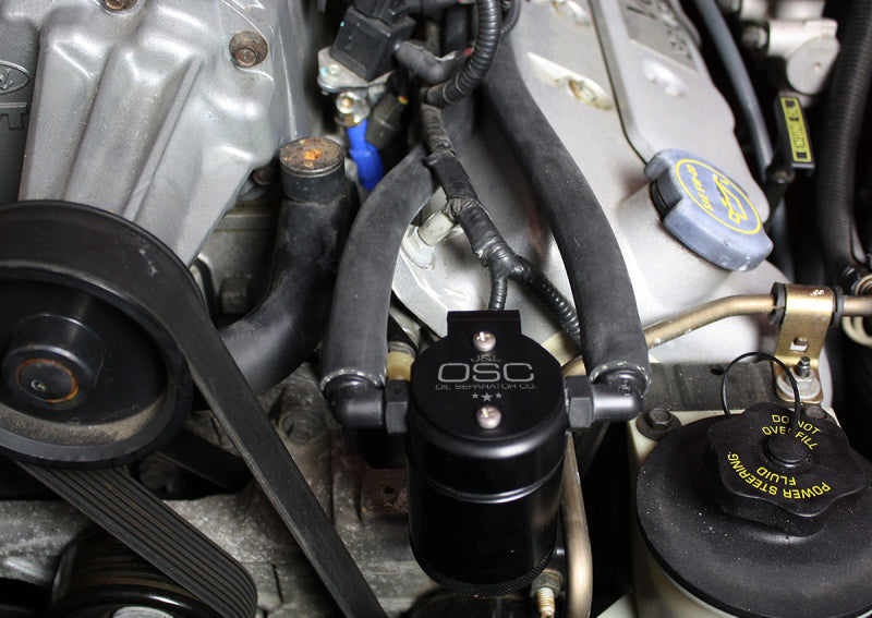 J&L 99-04 Ford Mustang SVT Cobra Driver Side Oil Separator 3.0 - Black Anodized