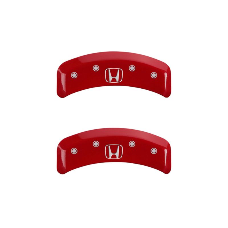 MGP 4 Caliper Covers Engraved Front Honda Engraved Rear H Logo Red finish silver ch