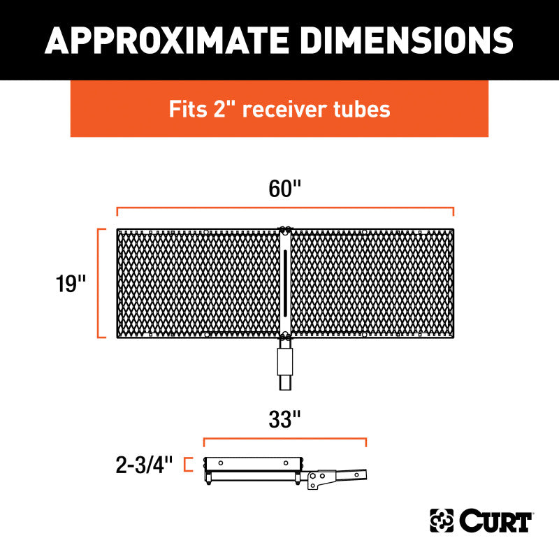 Curt 60in x 20in Aluminum Tray-Style Cargo Carrier (Folding 2in Shank)