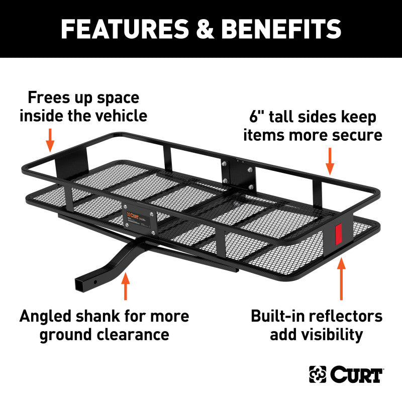 Curt 60in x 24in Basket-Style Cargo Carrier (Fixed 2in Shank)