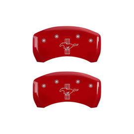 MGP Rear set 2 Caliper Covers Engraved Rear GT350 Shelby & Cobra Red finish silver ch